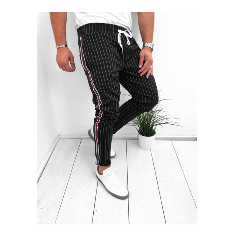 Men's Fitness Sports And Leisure Trousers Vertical Stripe Printing Quick Drying Pants