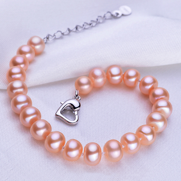 Dai Blue Freshwater Pearl Bracelet 9-10mm Steamed Bun Round Pearl Bracelet Bracelet Jewelry Wholesale Factory Wholesale