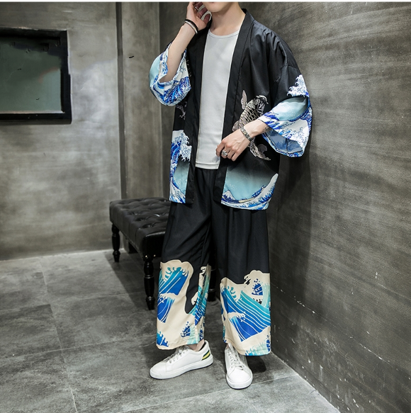 Title 2, Wave Print Summer Mens Suit Trendy Casual Plus...