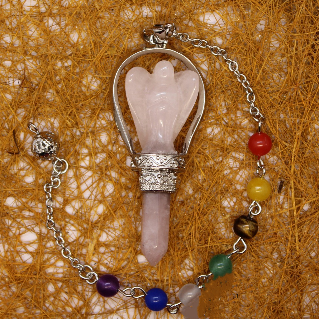 Pink Crystal Six Corner Pillar Pendant Pink Colorful Stone Bracelet - Shop at LoveMi