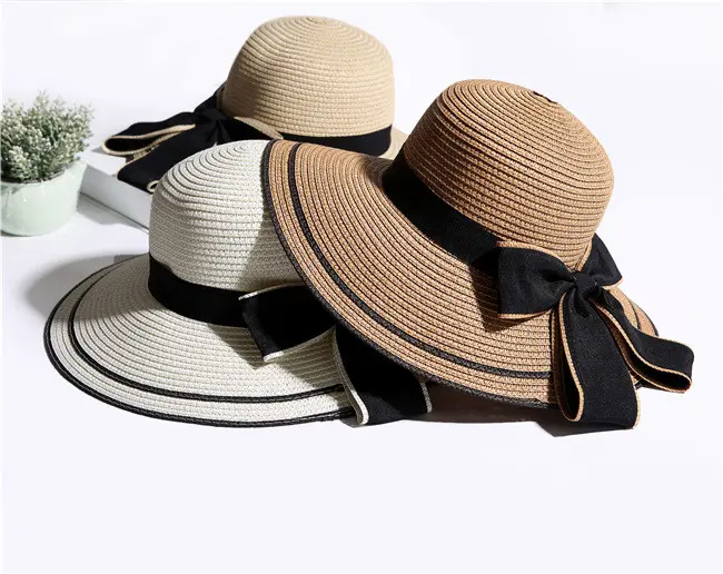 Sun Hat Big Black Bow Summer Hats for Women
