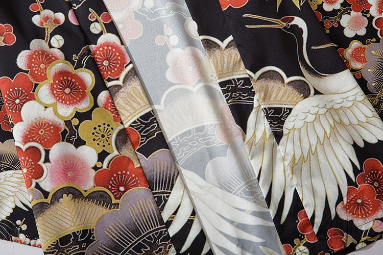 Feihe Printed Male And Female Couples Five-Point Sleeves Buttonless Kimono Robe Cloak Jacket