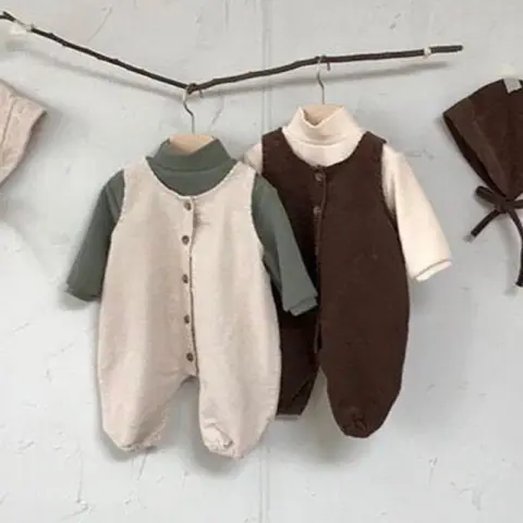 Infant Jumpsuit Male Baby Corduroy Vest Bag Fart Romper