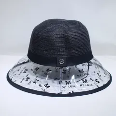 Transparent Brim Sunshade Straw Hat Fisherman Hat Female Summer Outing Sunscreen Versatile Basin Hat Foldable Sun Hat - Black - View 1