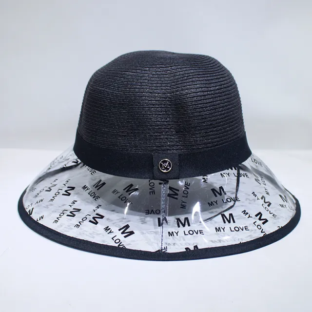 Transparent Brim Sunshade Straw Hat Fisherman Hat Female Summer Outing Sunscreen Versatile Basin Hat Foldable Sun Hat Black - Shop at LoveMi