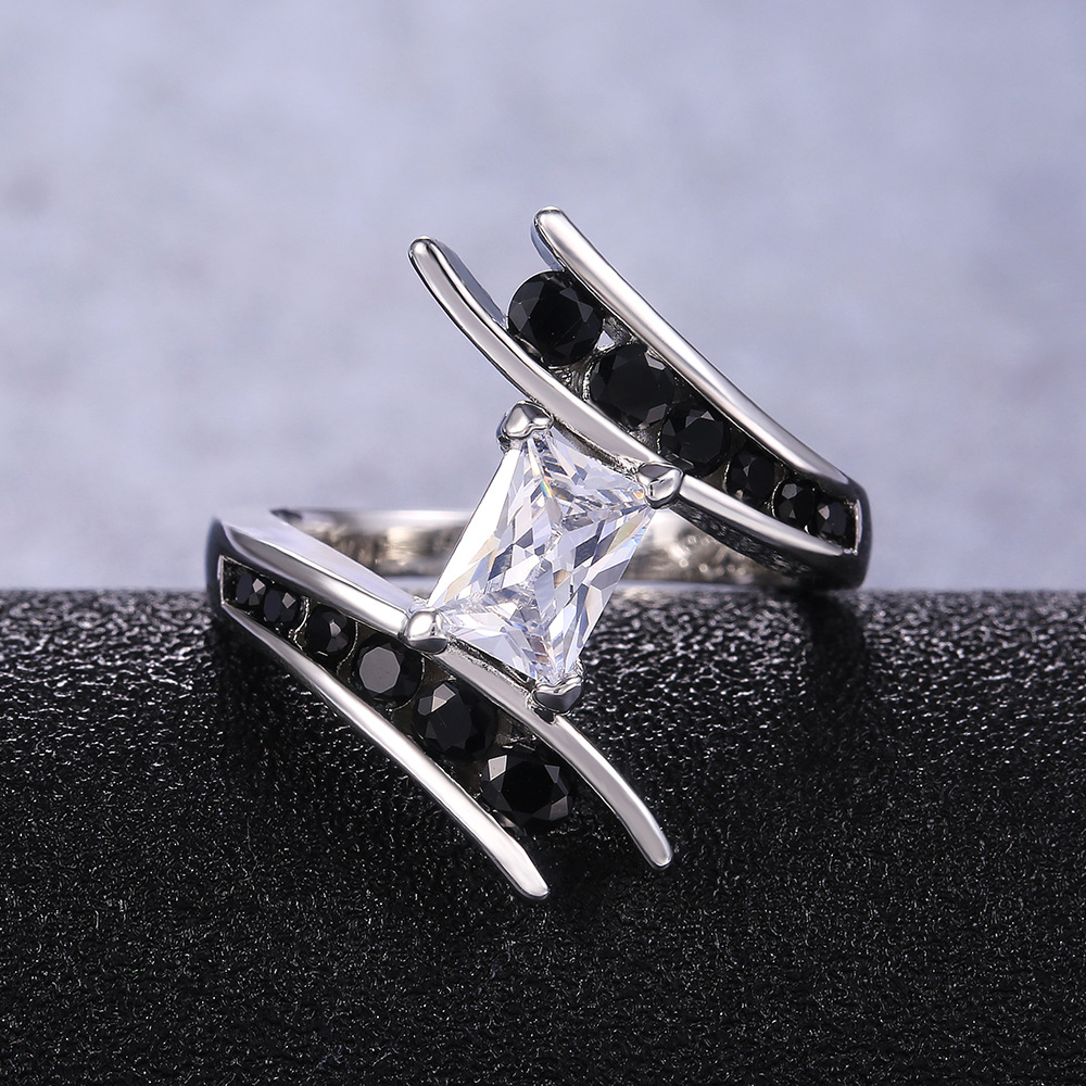 Creative Styling Personality Ladies Ring Exquisitely Inlaid Zircon Party Ring Black - Shop at LoveMi