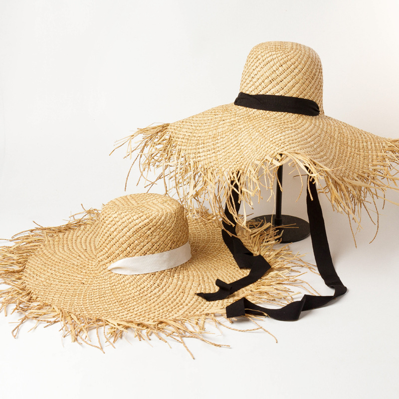 New Raffia And Papyrus Blended Woolen Fringed Straw Hat With Big Brim