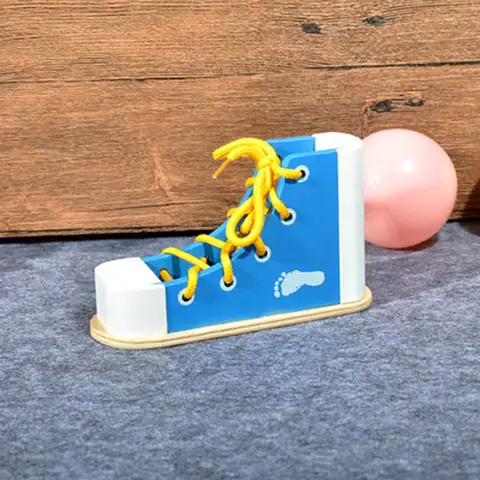 Early Childhood Teaching Aids Children's Wooden Shoelace Toys