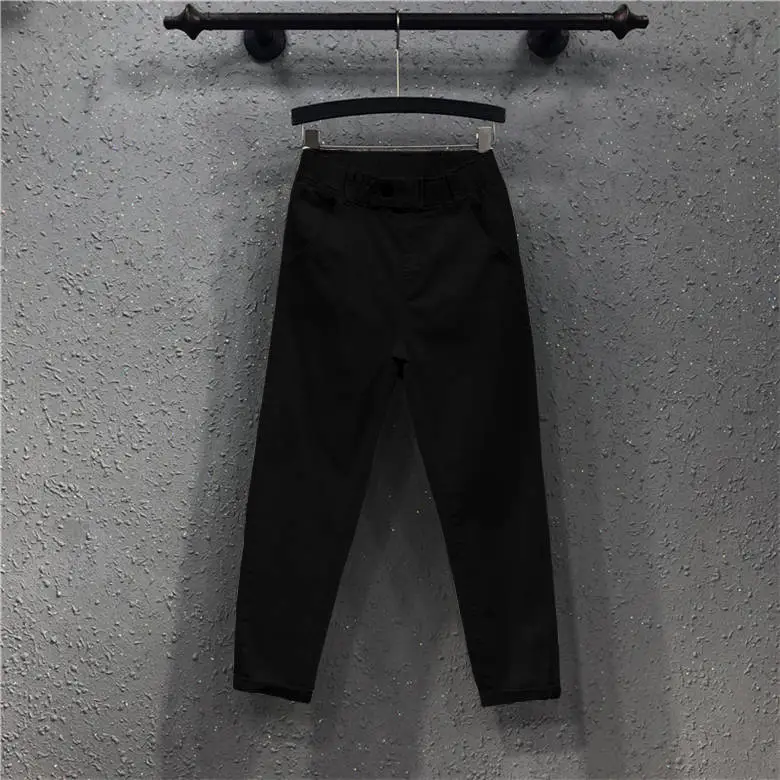 Large Size Pants Loose And Thin Elastic High Waist Pants Casual Harem Pants Women - Black