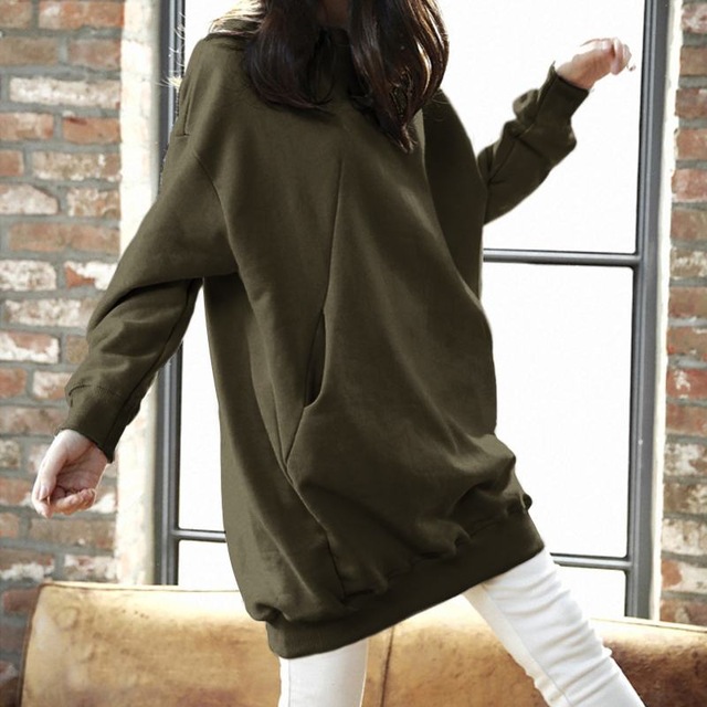 Title 5, Women Casual Solid Sweatshirts Plus Size Tops A...