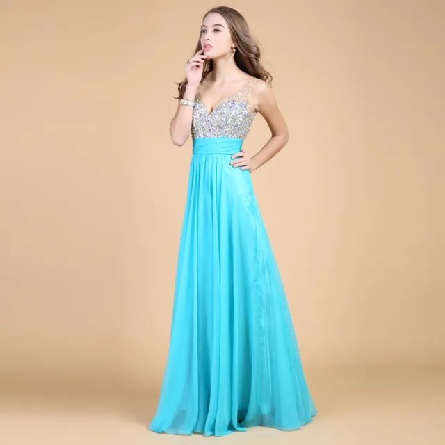 Evening Dress Long Banquet Toast Wedding Dress Evening Dress Chiffon Long Skirt Blue - Shop at LoveMi