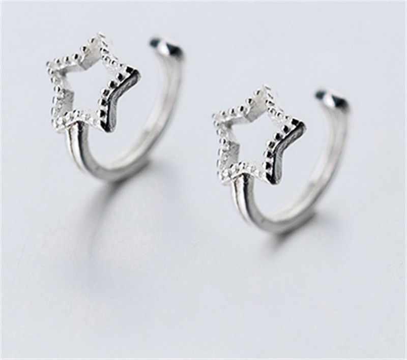 Korean Version Of Simple Hollow Five-pointed Star Without Pierced Earrings