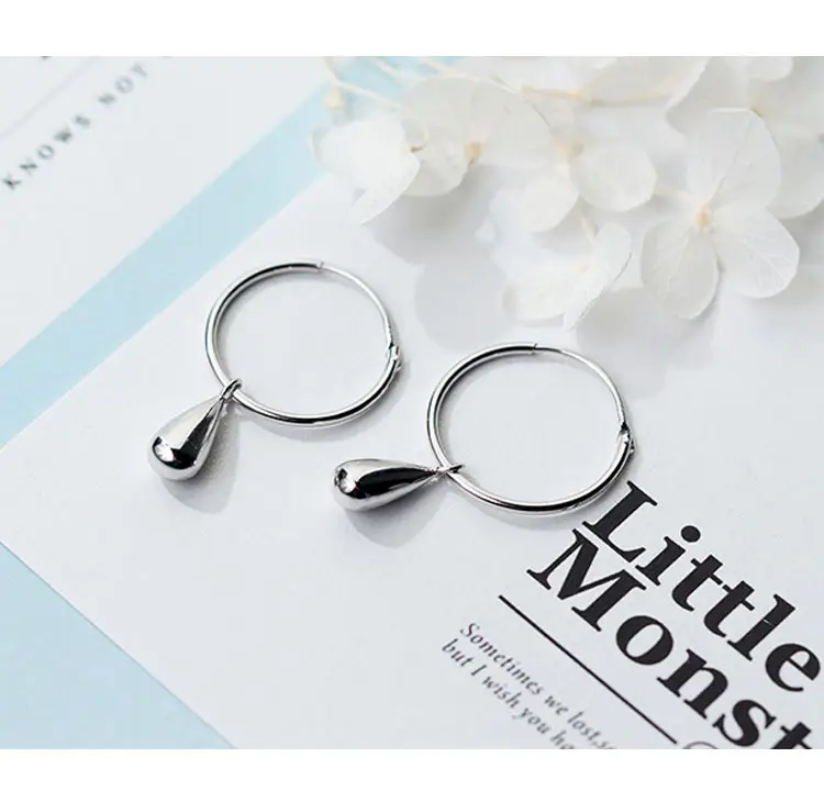 Sterling Silver Earrings Female Temperament Water Drop Hypoallergenic Earring