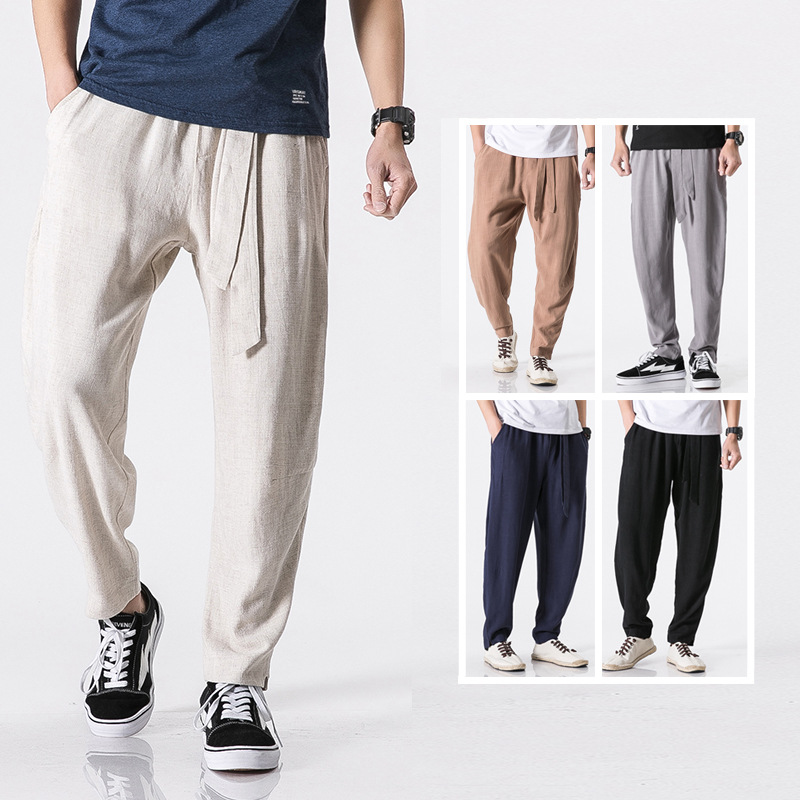 Title 2, Pantaloni Casual in Lino e Cotone Taglia Forte ...