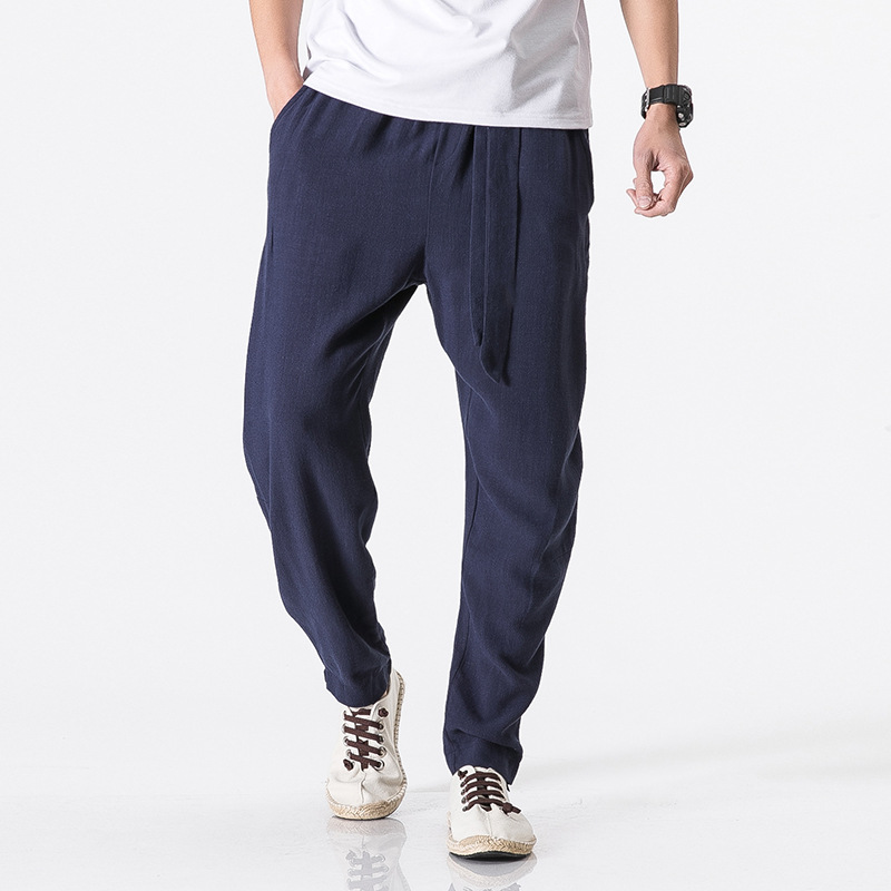 Casual Cotton Linen Radish Trousers Plus Size Fashion Men's Linen Casual Pants