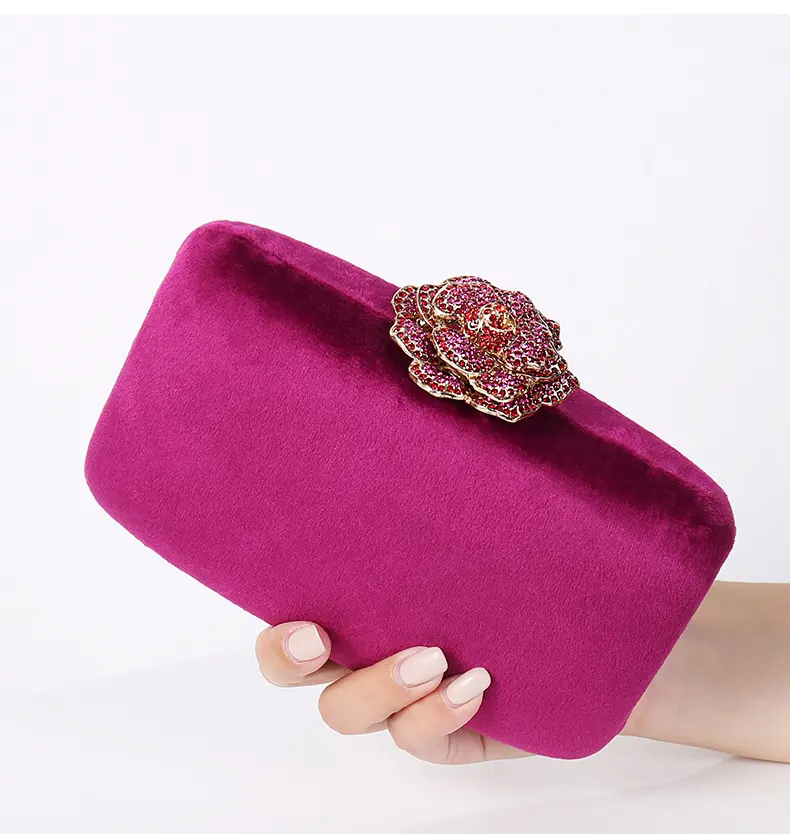 New Diamond Decoration Evening Bag PU Flannel Clutch Bag