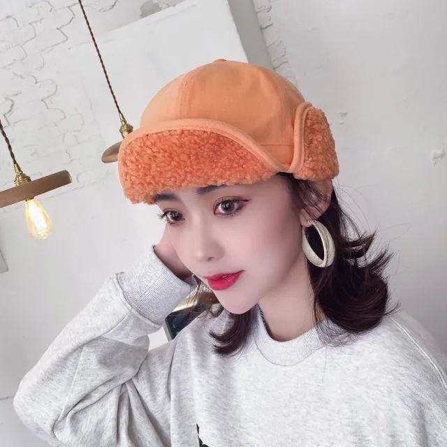 Lei Feng Hat Lamb Hair Riding Windproof Hat Orange - Shop at LoveMi
