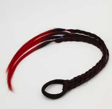 Children'S Hair Accessories Baby Handmade Wigs Hair Rope Wig Styling Little Girls Braids Ball Head Wigs Hair Tie Hair Ring Red - Shop at LoveMi