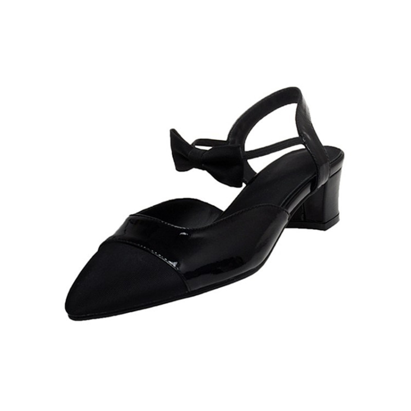 Colorblock Pointed-toe Chunky Heels With Mid-high Heels