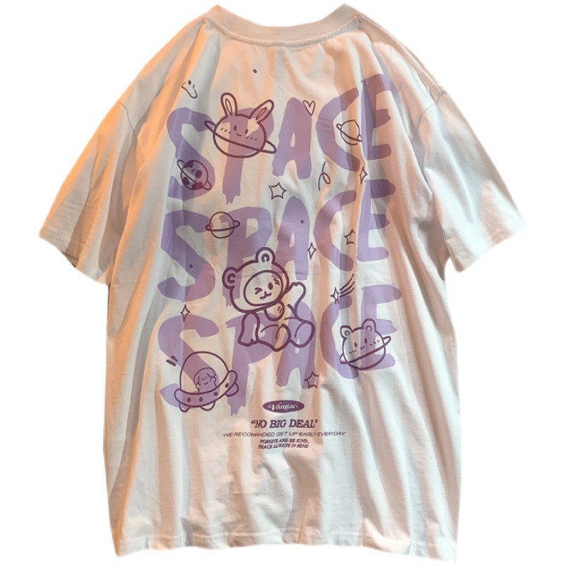 Letter Print Short-sleeved T-shirt Korean Style Loose Bf Style