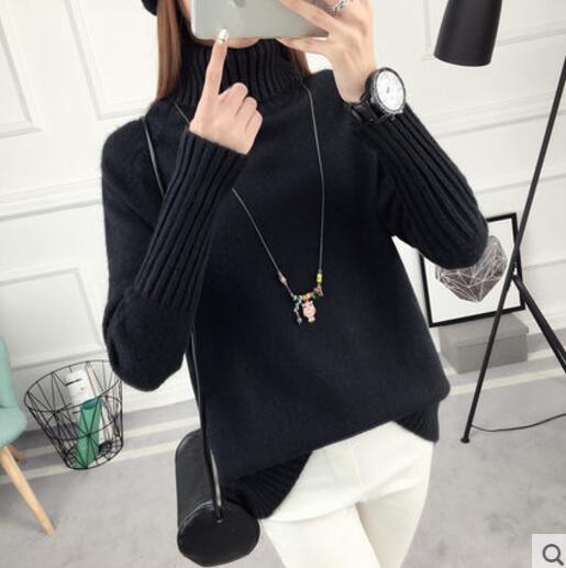 Korean Style Long-Sleeved Padded Pullover Women Loose Solid Color Bottoming Sweater Women