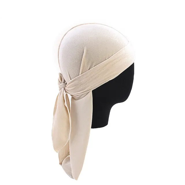 Velvet Long Tail Pirate Hat Long Ribbon Hood Hat Baotou Hat Beige - Shop at LoveMi