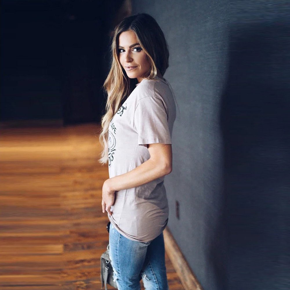 Fashion Printed Mid-Length T-Shirt