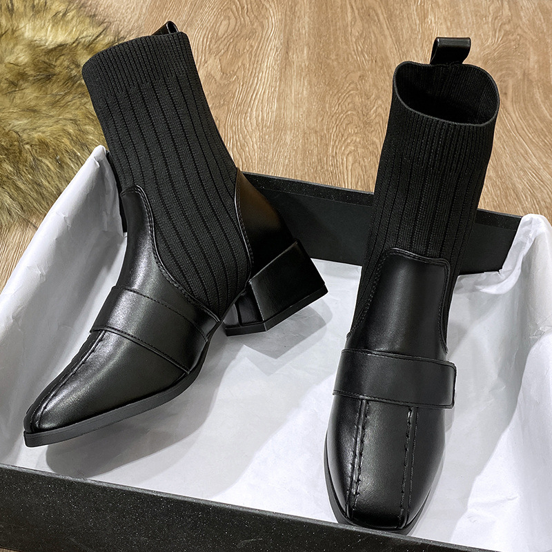 Autumn And Winter New Fashion Mid Tube Women's Boots Thick Heel Ankle Boots