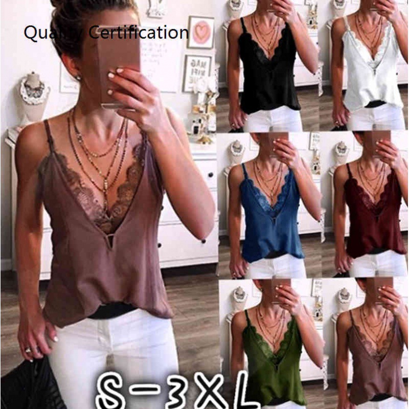 Trap Tank Tops Deep V-Neck Vests Spaghetti Straps 
