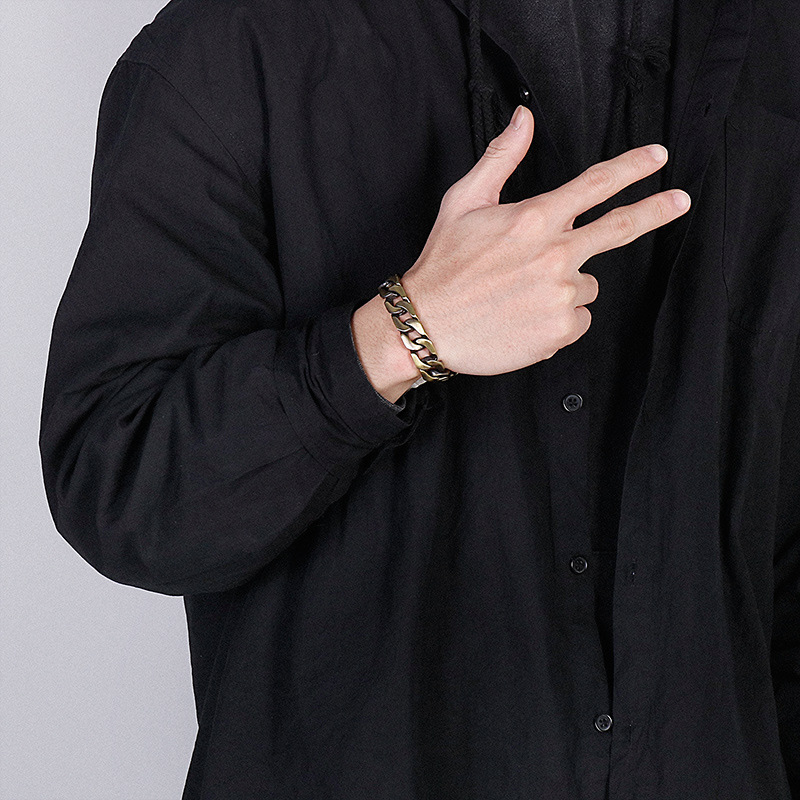 Factory Direct Sale Foreign Trade Cross-Border Stainless Steel Men's Jewelry Wholesale European And American Fashion Trendy Men's Bronze Titanium Steel Bracelet