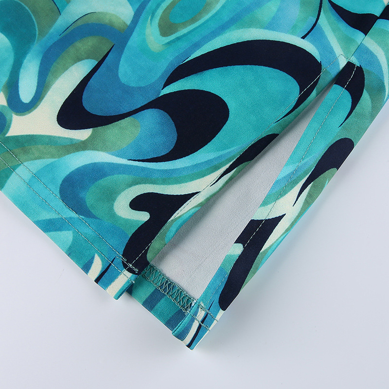 Women's Vortex Water Ripple Print Split Skirt