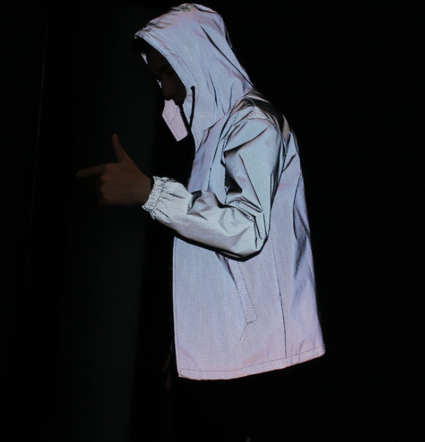 Korean Version Of Men's Luminous Luminous Mesh Hooded Windbreaker Jacket Reflective Sports And Leisure All-match Assault Jacket