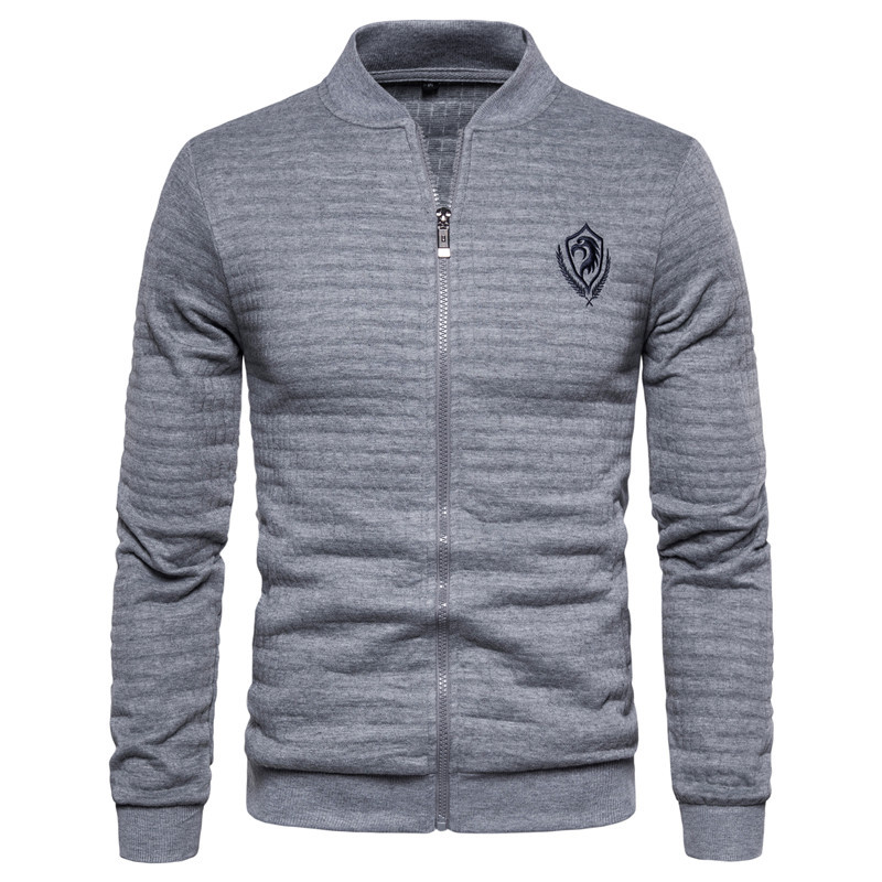 Through Jacket Cotton Sweater Zipper Stand-Up Collar European Code Jacket Male Foreign Trade Main Push