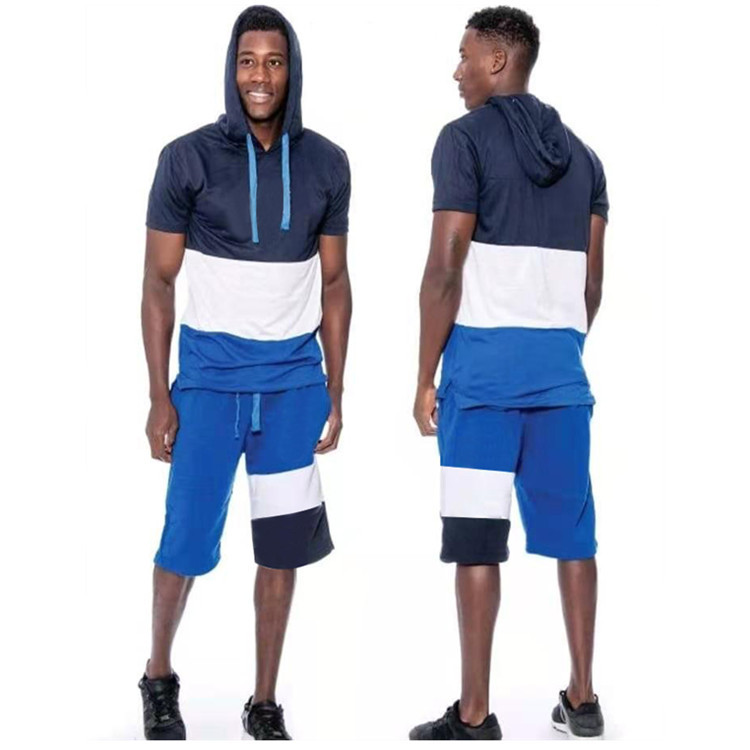 New Style Hooded Personality Vest Men's Casual Loose T Shirt Shorts Sports Suit