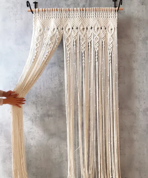 Perforated Nordic Woven Shading Light Tassel Partition Curtain Sliding