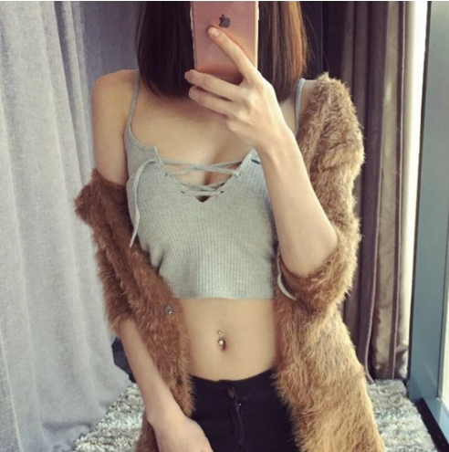 Slim Slimming Straps Small Vest Retro Thread Bottoming Shirt Low Cut Small Sling