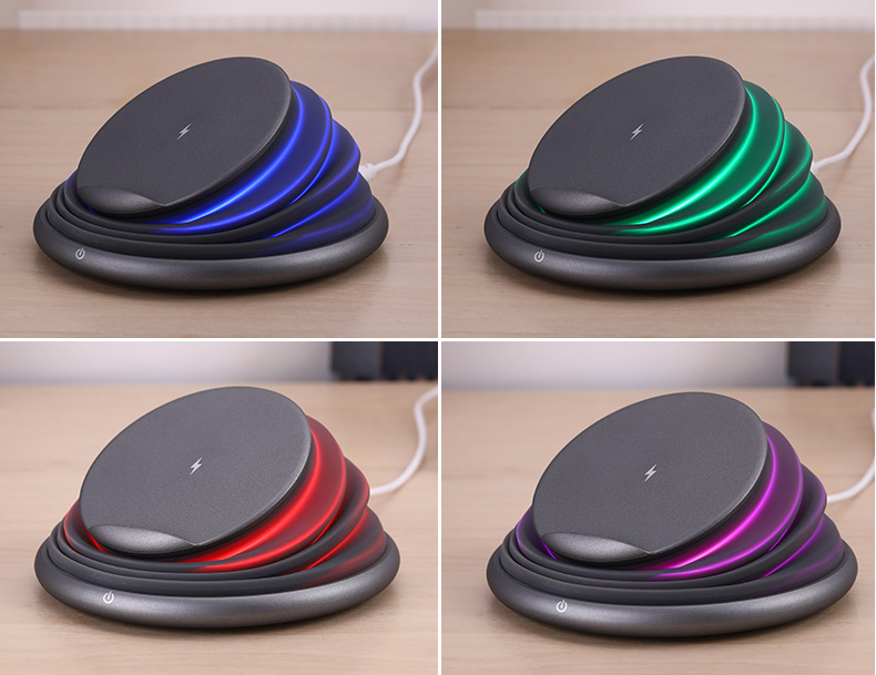 Creative New Mobile Phone Holder Wireless Charger Fast Charging Atmosphere Light Night Light Colorful Light Folding Portable