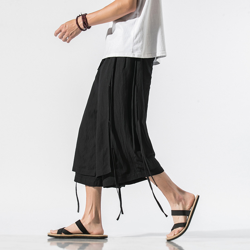 Title 5, Casual Cropped Linen Straight-leg Pants. Experi...