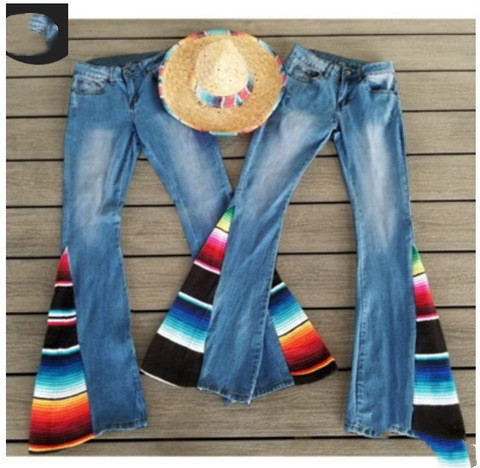 Sexy Buttocks Slim Low waisted Simple Solid Color Frosted White Color Matching Stitching Design Flared Jeans Blue - Shop at LoveMi