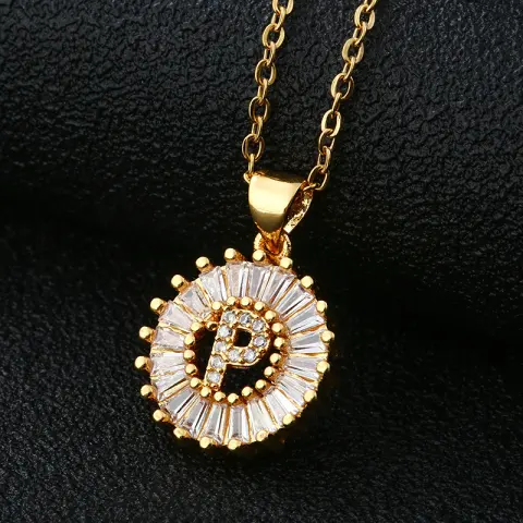 Letter Necklace Female 26 Letters Copper Inlaid Cubic Zircon