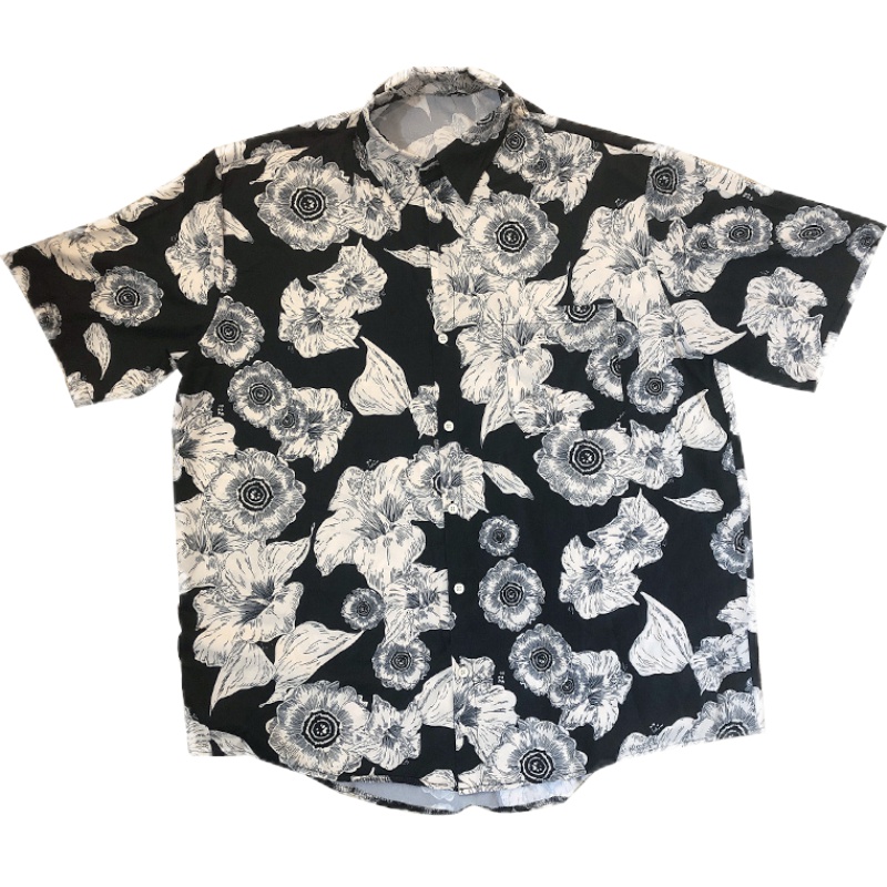 Men'S Flower Shirt Short-Sleeved Original Design Loose Korean Version Of The Lapel Retro Hong Kong Style Chic Couple Shirt