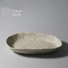 Hand-squeezed Dinner Plate Household Stoneware Tableware Bowls And Dishes Personalized Dinner Plate Binaural Handmade Special-shaped Plate - Medium... - View 1