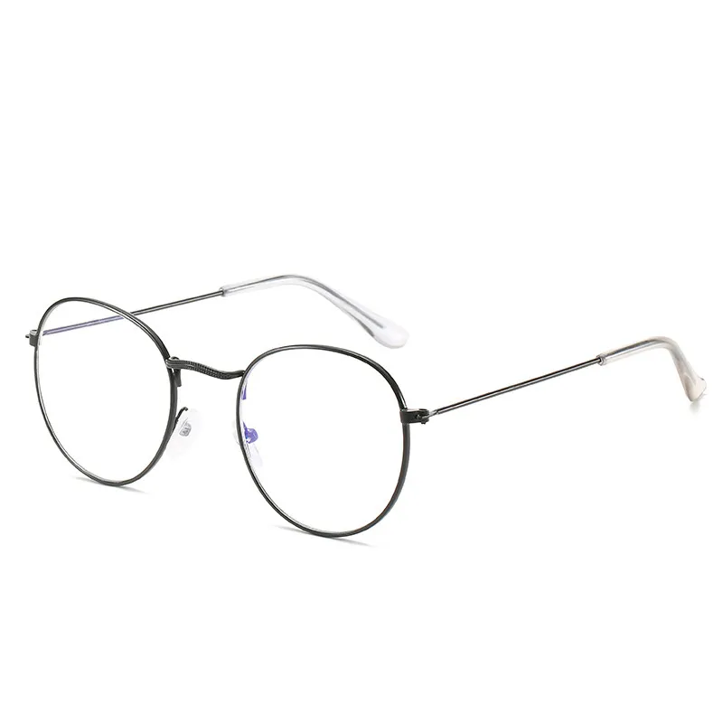 Metal Frame Glasses For Women Vintage Anti Blue Blocking Optical Eyeglasses Metal Plain Spectacle Oculos Luxury Gafas Lunette - Black