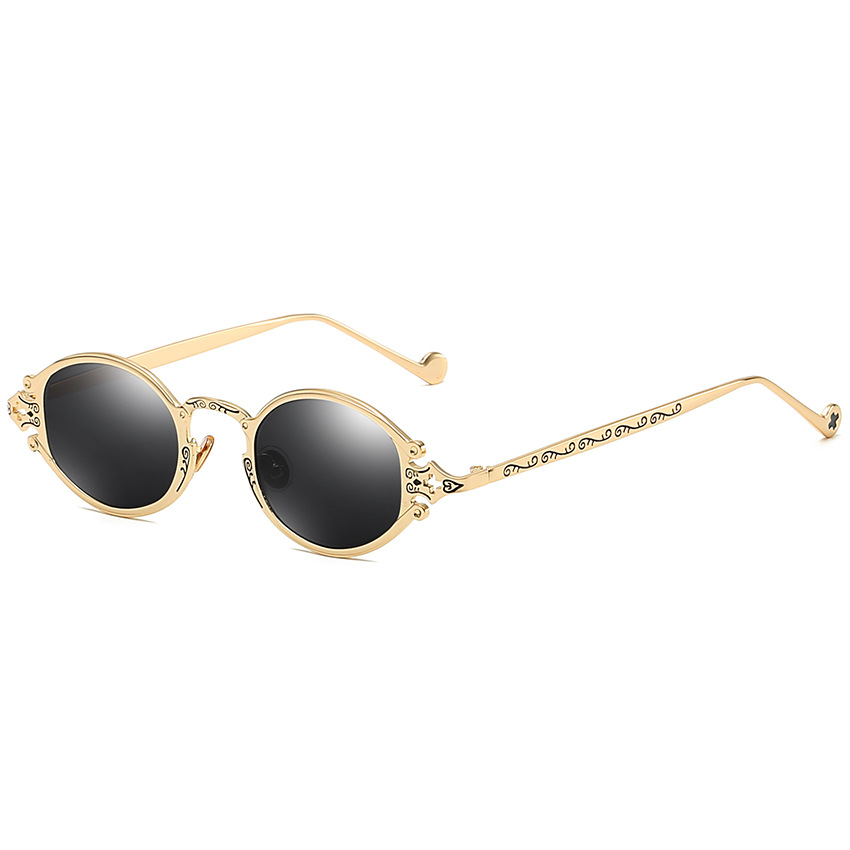 Steampunk Gothic Oval Frame Carved Sunglasses