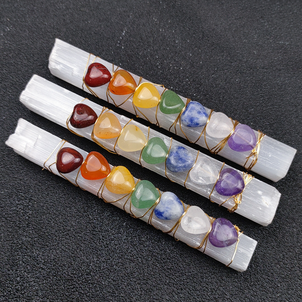Irregular Colorful Love Square Strip Winding Seven Chakra Plaster Handle Ornaments