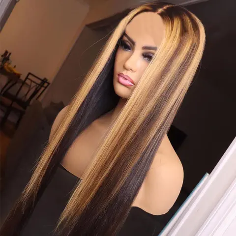 Wig Ladies Chemical Fiber Hair Cover Piano Color Highlighting