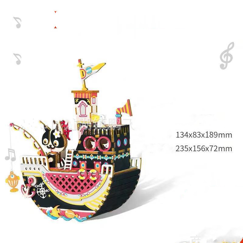 Title 2, Ruodang Music Box 3D Wooden Puzzle DIY Educatio...