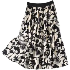 Pretty Ink And Printed A-line Skirt - Black - View 1