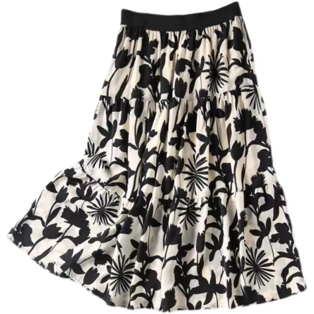 Pretty Ink And Printed A line Skirt Black - Shop at LoveMi