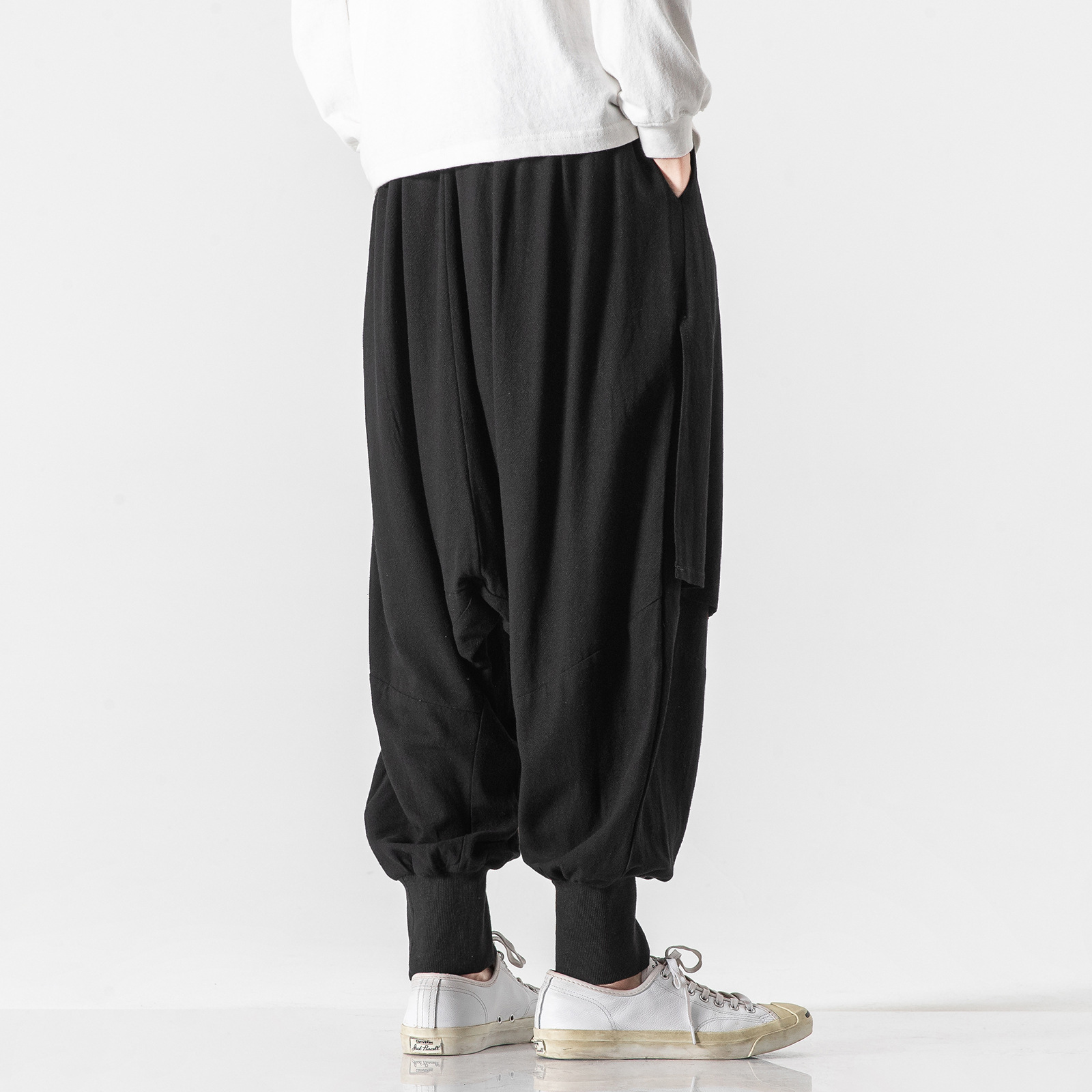 Title 3, Cotton and Linen Casual Loose Harem Pants Crane...